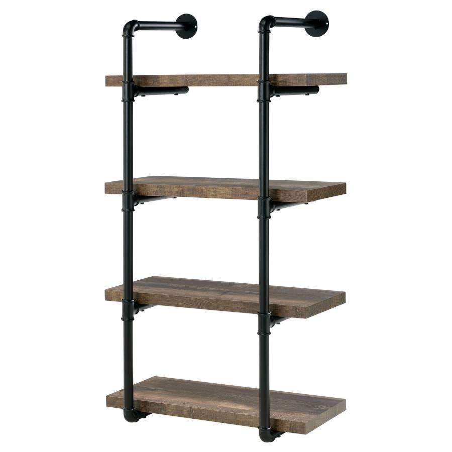 ELMCREST 24-INCH 4-SHELF WALL BOOKSHELF RUSTIC OAK - Image 4