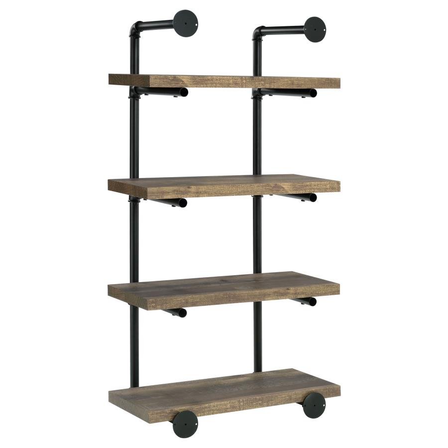ELMCREST 24-INCH 4-SHELF WALL BOOKSHELF RUSTIC OAK - Image 6