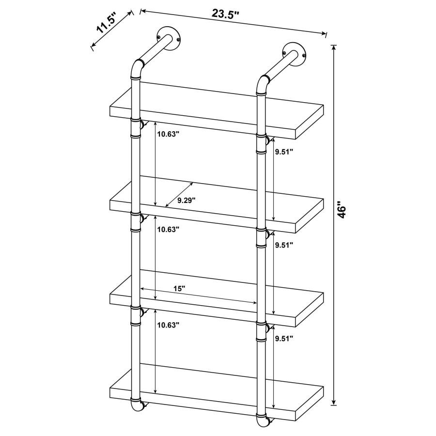 ELMCREST 24-INCH 4-SHELF WALL BOOKSHELF RUSTIC OAK - Image 11
