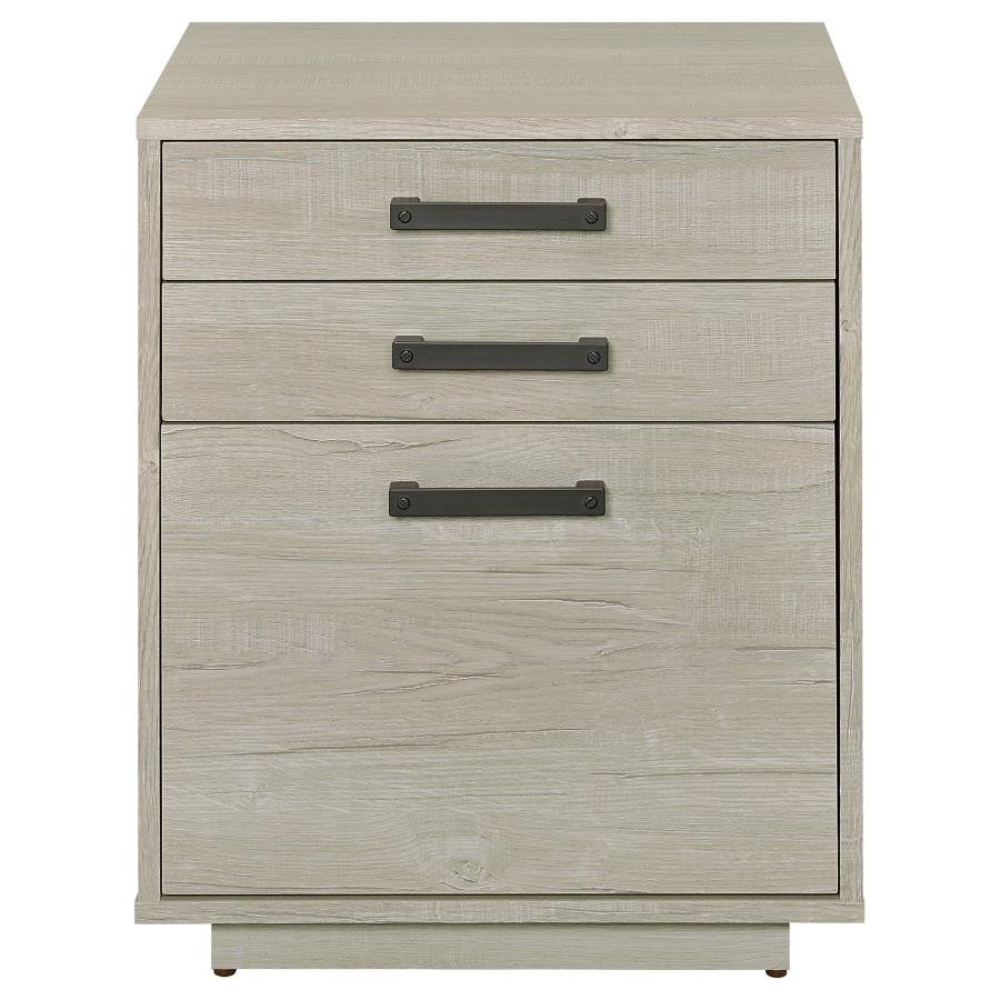 LOOMIS 3-DRAWER HOME OFFICE FILE CABINET WHITEWASHED GREY - Image 4