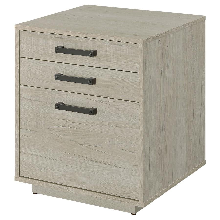 LOOMIS 3-DRAWER HOME OFFICE FILE CABINET WHITEWASHED GREY - Image 5