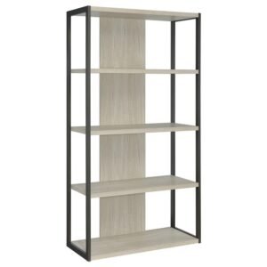 LOOMIS 72-INCH 4-SHELF BOOKSHELF WHITEWASHED GREY