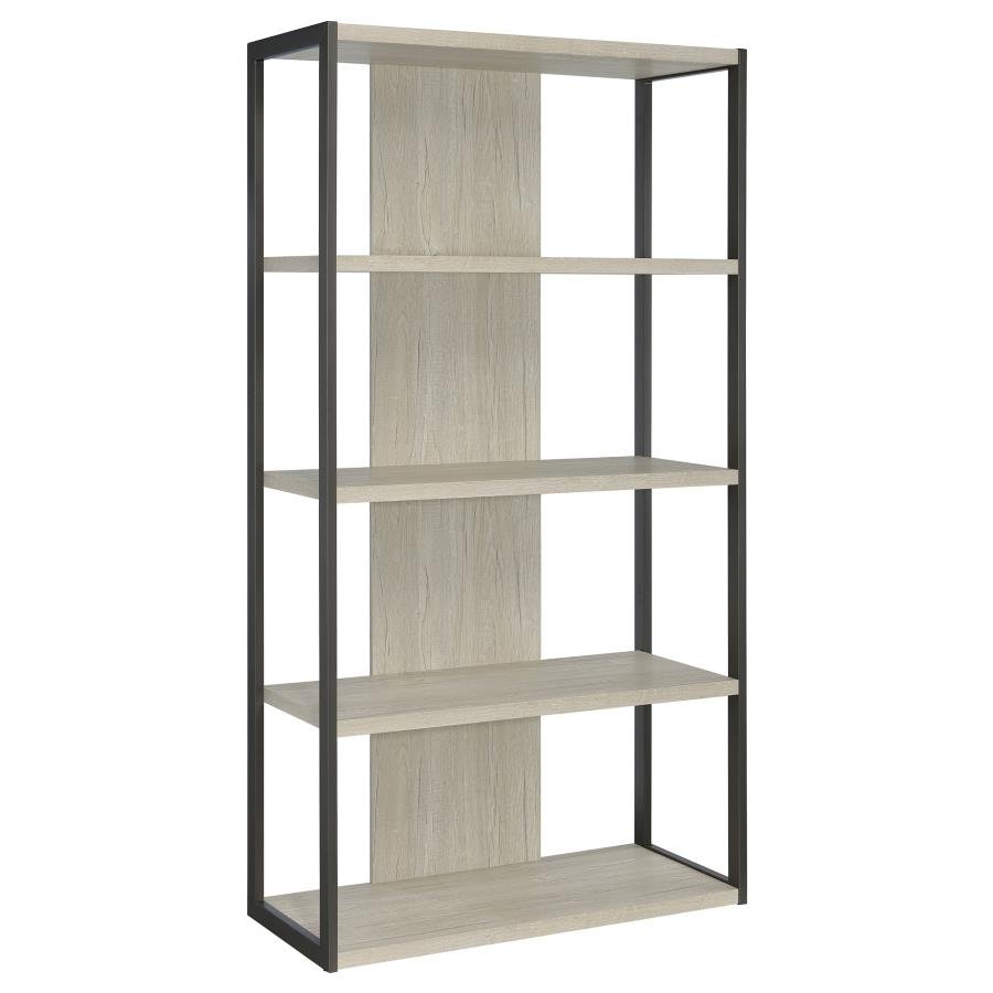 LOOMIS 72-INCH 4-SHELF BOOKSHELF WHITEWASHED GREY