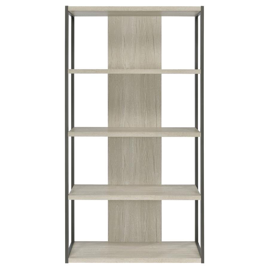 LOOMIS 72-INCH 4-SHELF BOOKSHELF WHITEWASHED GREY - Image 3