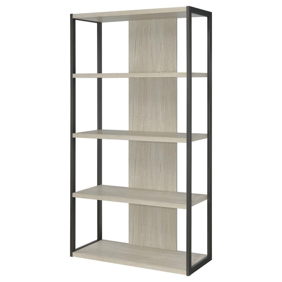 LOOMIS 72-INCH 4-SHELF BOOKSHELF WHITEWASHED GREY - Image 4