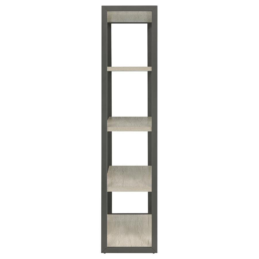 LOOMIS 72-INCH 4-SHELF BOOKSHELF WHITEWASHED GREY - Image 5