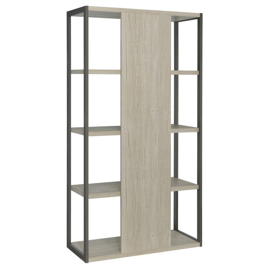 LOOMIS 72-INCH 4-SHELF BOOKSHELF WHITEWASHED GREY - Image 6