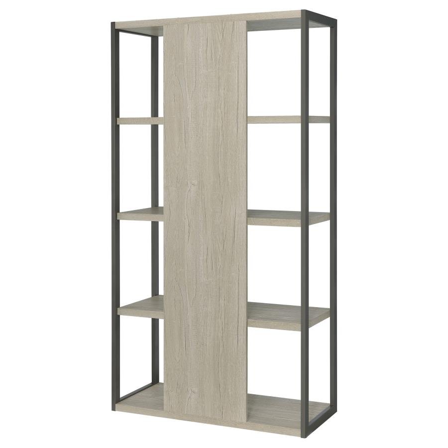 LOOMIS 72-INCH 4-SHELF BOOKSHELF WHITEWASHED GREY - Image 7