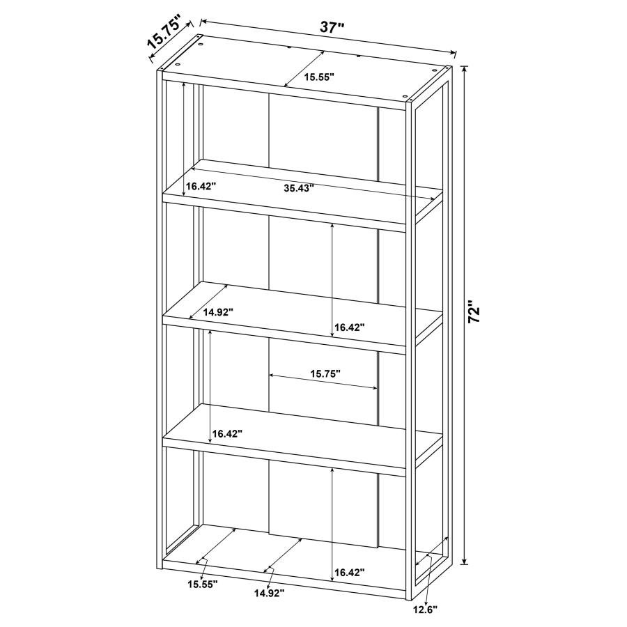 LOOMIS 72-INCH 4-SHELF BOOKSHELF WHITEWASHED GREY - Image 9
