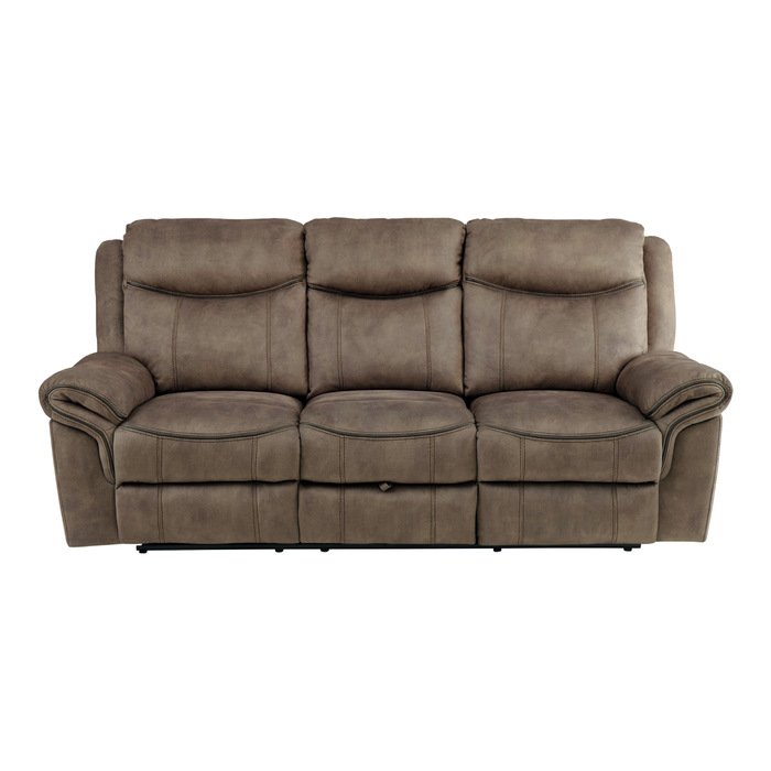 8206NF-3 Double Reclining Sofa with Center Drop-Down Cup Holders, Receptacles, Hidden Drawer and USB Ports