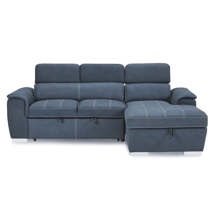8228BU* 2-Piece Sectional with Adjustable Headrests, Pull-out Bed and Right Chaise with Hidden Storage