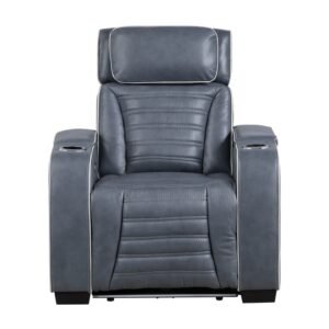 8344BUE-1PWHM Power Reclining Chair with Power Headrest, Cup holder, Storage Arms(Top and Side), Air Massage, Heat, LED Lighting and Charging Ports