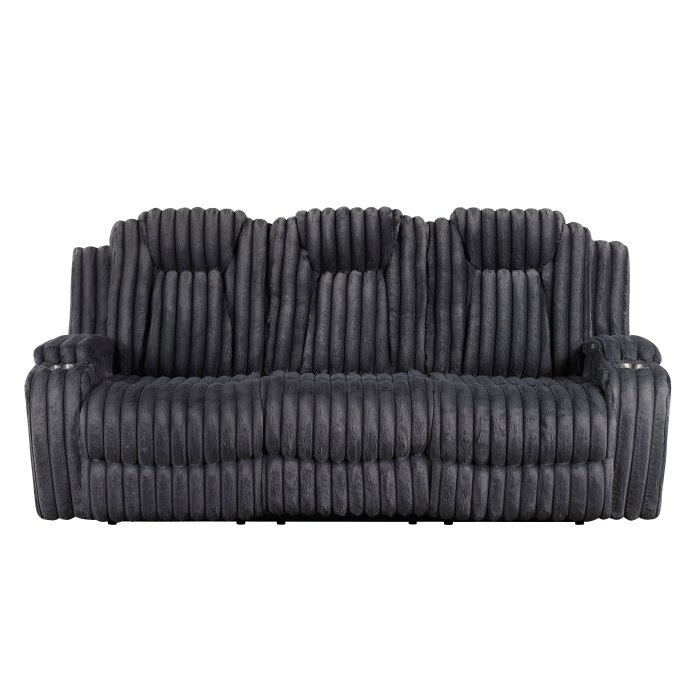 8348DGY-3 Double Reclining Sofa with Cup Holders