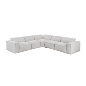 8414GRY*5LRRRPWH 5-Piece Modular Power Reclining Sectional with Power Headrests