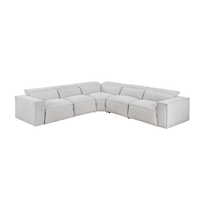 8414GRY*5LRRRPWH 5-Piece Modular Power Reclining Sectional with Power Headrests