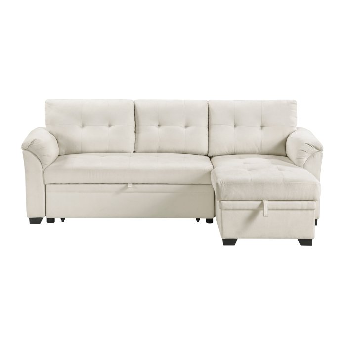 8477BEG*SC 2-Piece Reversible Sectional with Pull-out Bed, Reversible Chaise and Hidden Storage