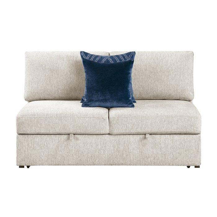 8548BE-2ACL Convertible Armless 2-Seater with Pull-out Bed and Click Motion Back