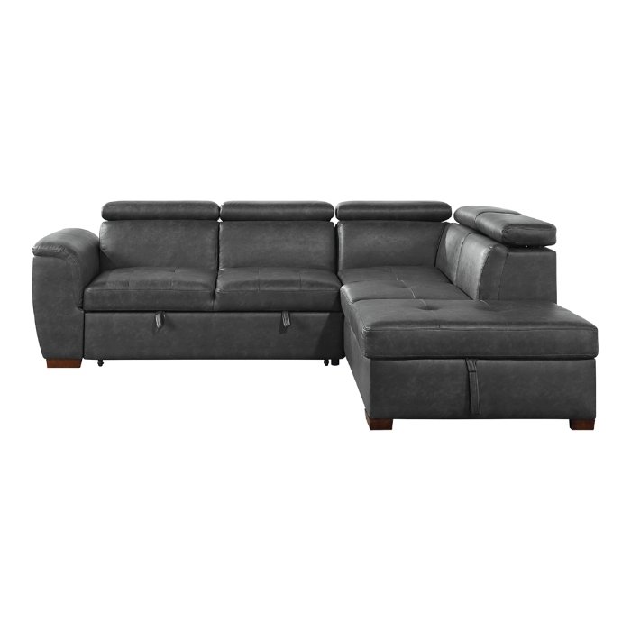 8567GY*SC 2-Piece Sectional with Pull-out Bed and Right Chaise with Hidden Storage, Adjustable Headrests - Image 2