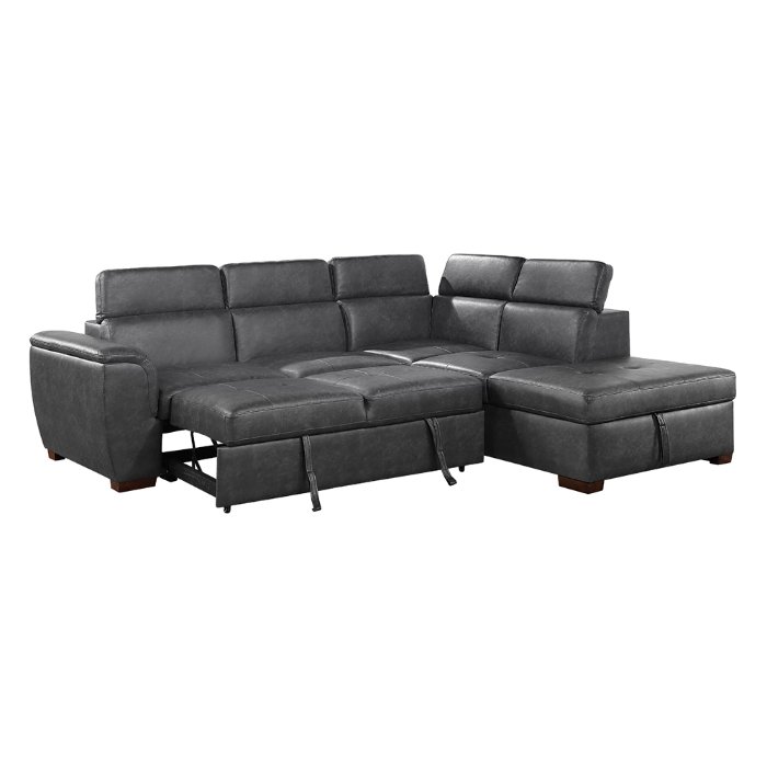 8567GY*SC 2-Piece Sectional with Pull-out Bed and Right Chaise with Hidden Storage, Adjustable Headrests - Image 8