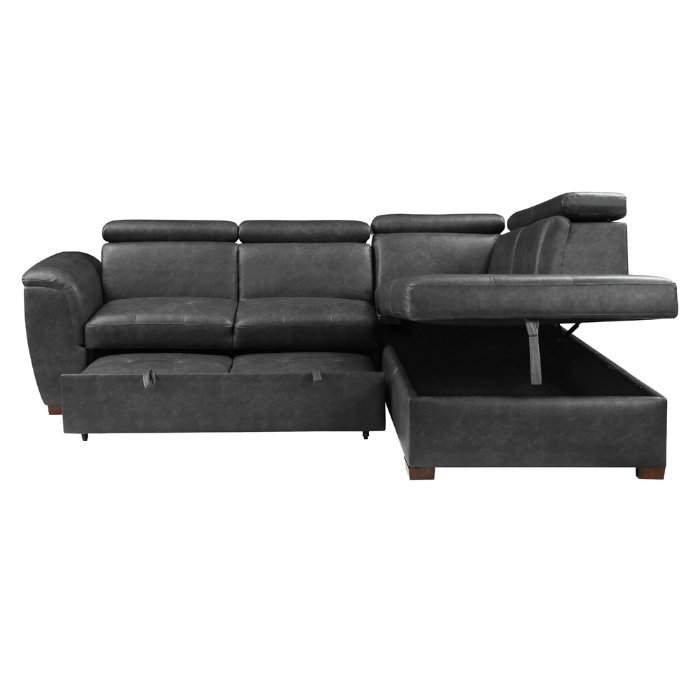 8567GY*SC 2-Piece Sectional with Pull-out Bed and Right Chaise with Hidden Storage, Adjustable Headrests - Image 7