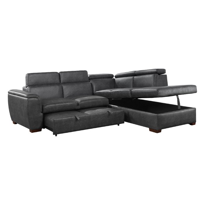 8567GY*SC 2-Piece Sectional with Pull-out Bed and Right Chaise with Hidden Storage, Adjustable Headrests - Image 6