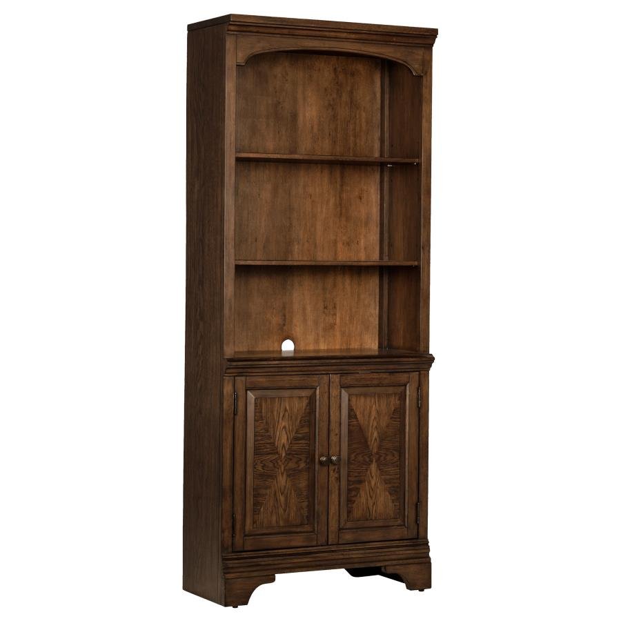 HARTSHILL 78-INCH 3-SHELF CABINET BOOKCASE BURNISHED OAK