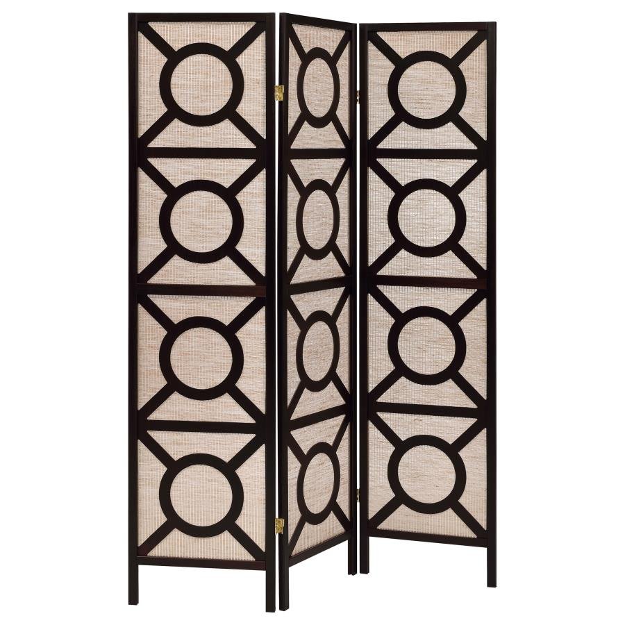 VULCAN 3 PANEL ROOM DIVIDER FOLDING SHOJI SCREEN CAPPUCCINO