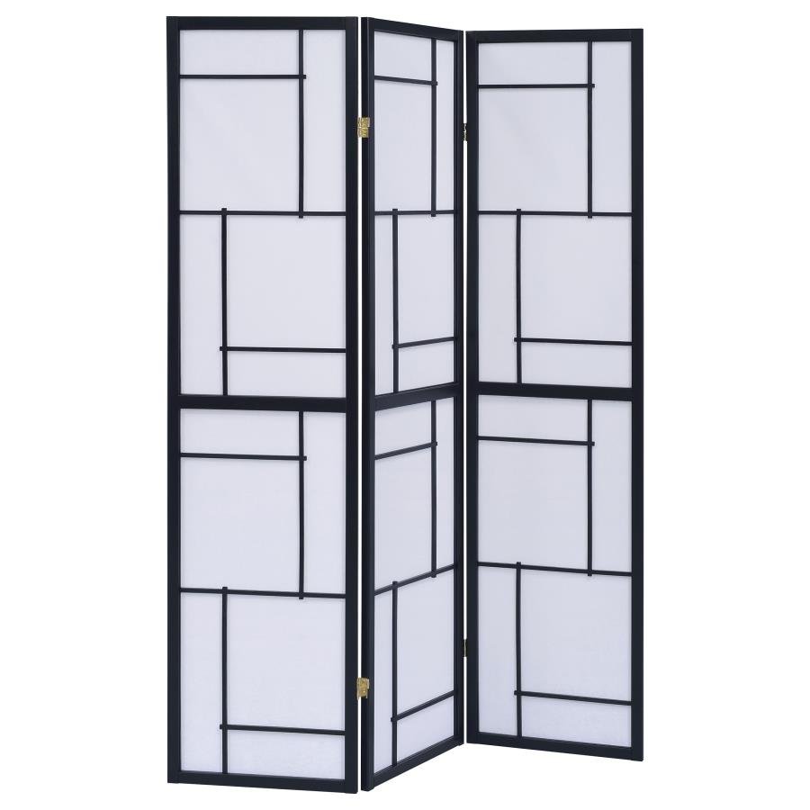 DAMIS 3-PANEL ROOM DIVIDER FOLDING SHOJI SCREEN BLACK