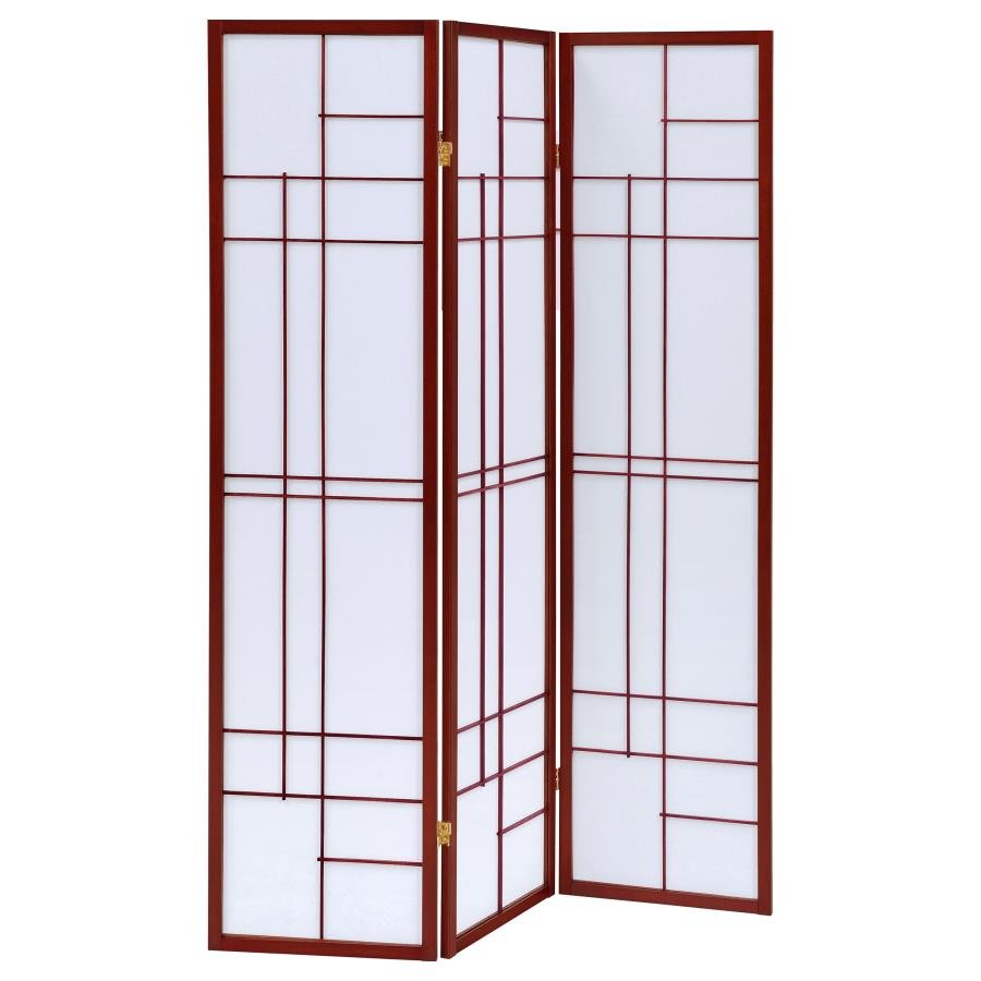 KATERINA 3-PANEL ROOM DIVIDER FOLDING SHOJI SCREEN CHERRY