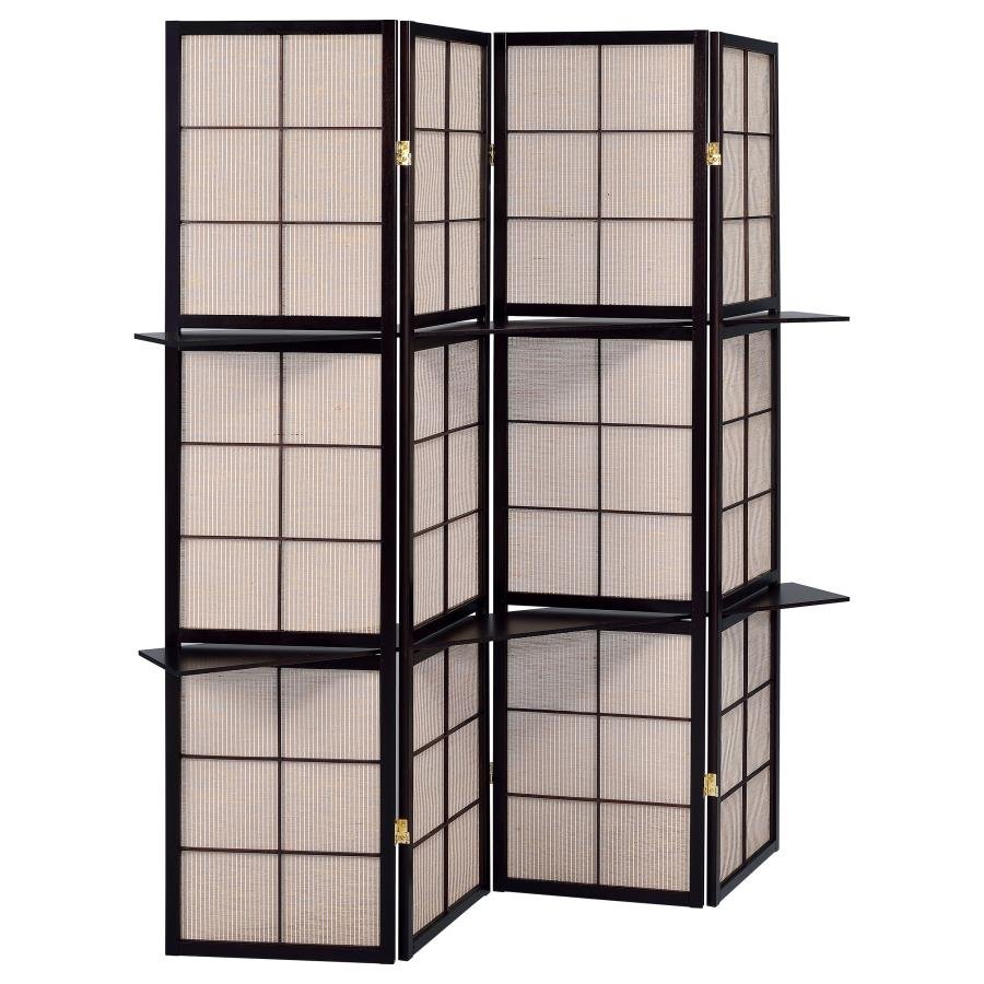 IGGY 4-PANEL ROOM DIVIDER FOLDING SHOJI SCREEN CAPPUCCINO