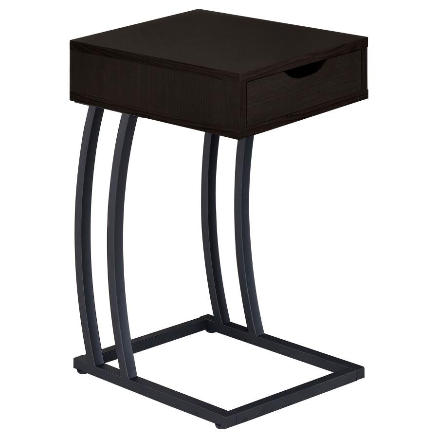 TROY 1-DRAWER C-SHAPED SIDE TABLE POWER OUTLET CAPPUCCINO