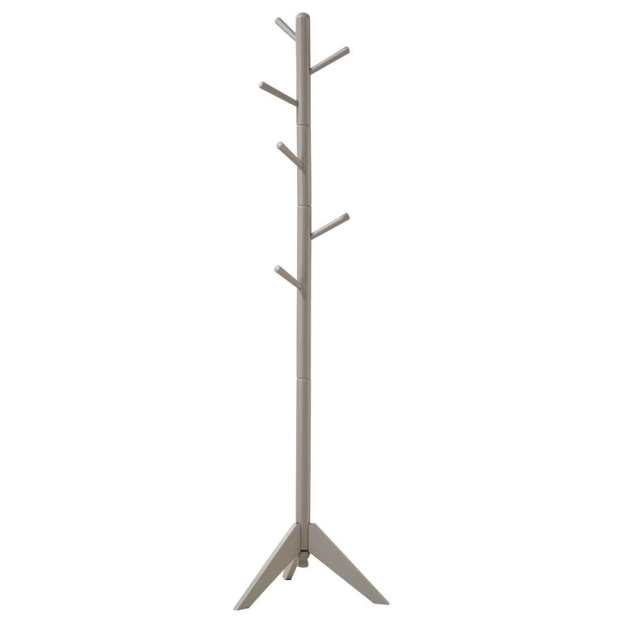 DEVLIN 6 HOOK FREESTANDING WOOD COAT RACK HAT HANGER GREY