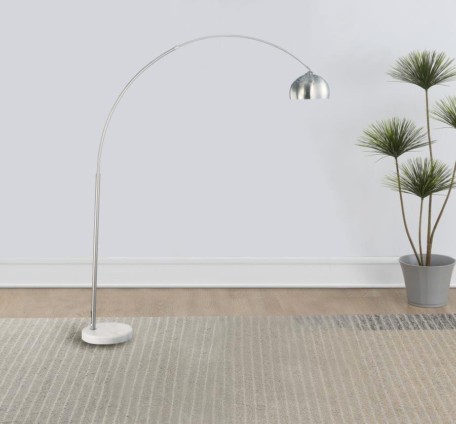 KRESTER 85-INCH DOME SHADE METAL ARC FLOOR LAMP CHROME - Image 2