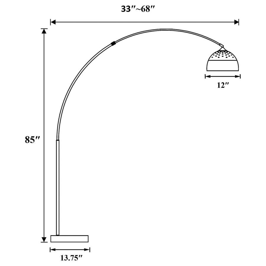 KRESTER 85-INCH DOME SHADE METAL ARC FLOOR LAMP CHROME - Image 3