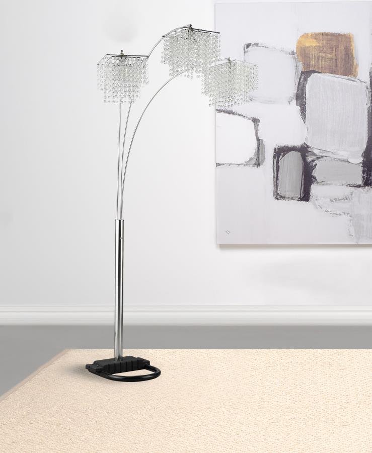 MIRIAM 90-INCH HANGING CRYSTAL ARC FLOOR LAMP CHROME - Image 2