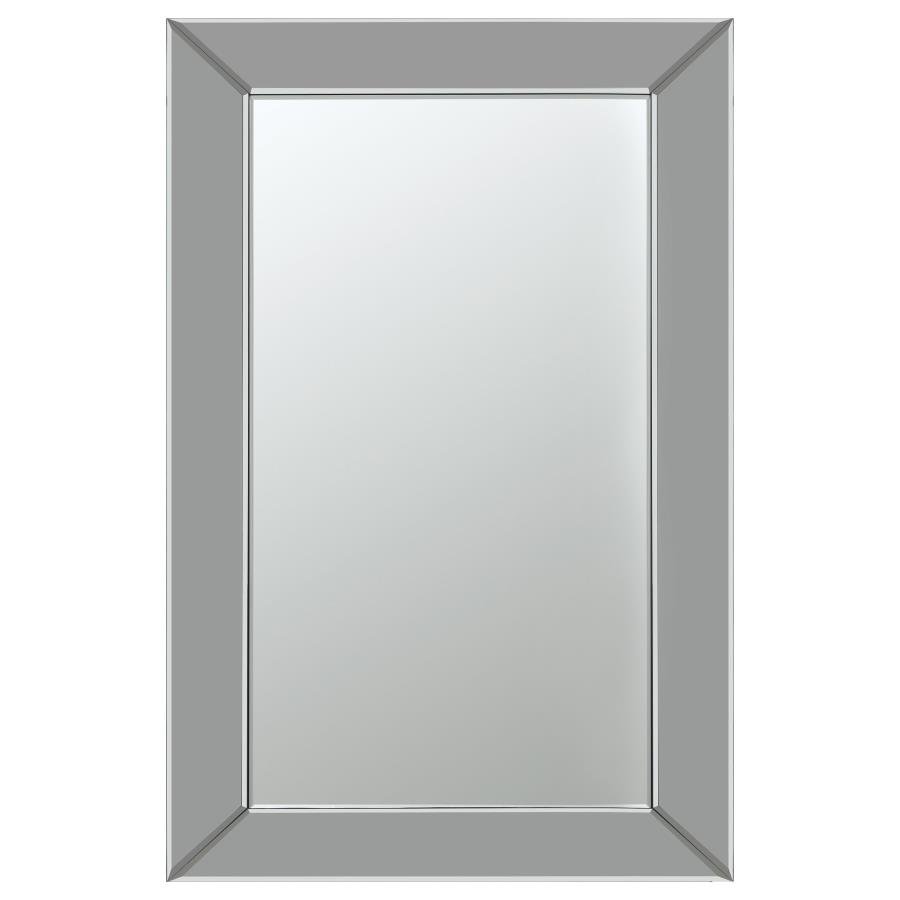 PINCIOTTI 36 X 24 INCH BEVELED FRAME WALL MIRROR SILVER