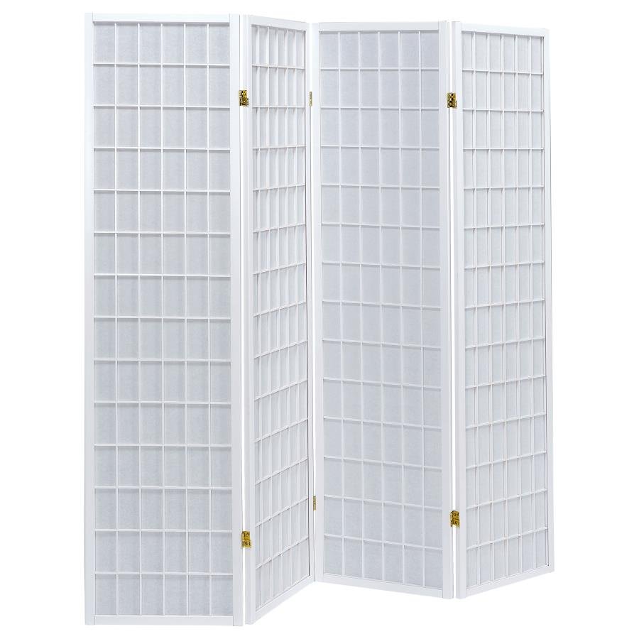 ROBERTO 4-PANEL ROOM DIVIDER FOLDING SHOJI SCREEN WHITE
