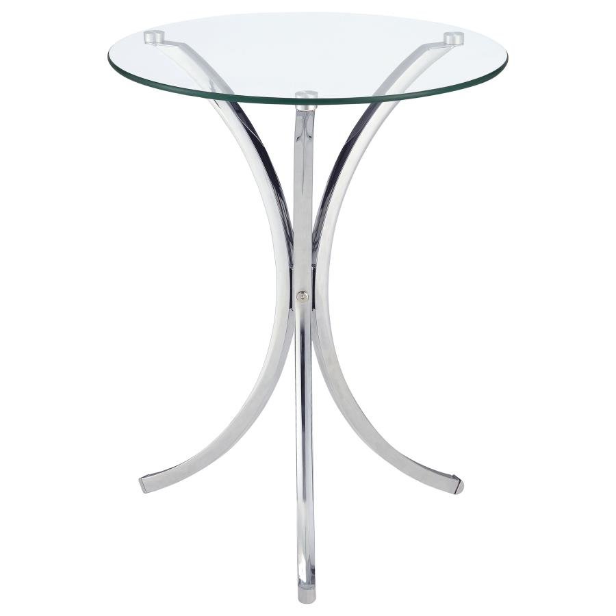 ELOISE ROUND GLASS TOP ACCENT SIDE TABLE CHROME