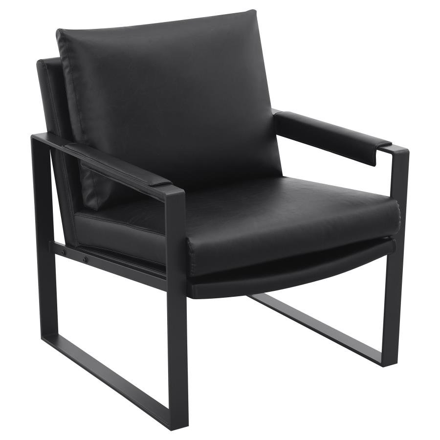 ROSALIND UPHOLSTERED TRACK ARM ACCENT CHAIR BLACK