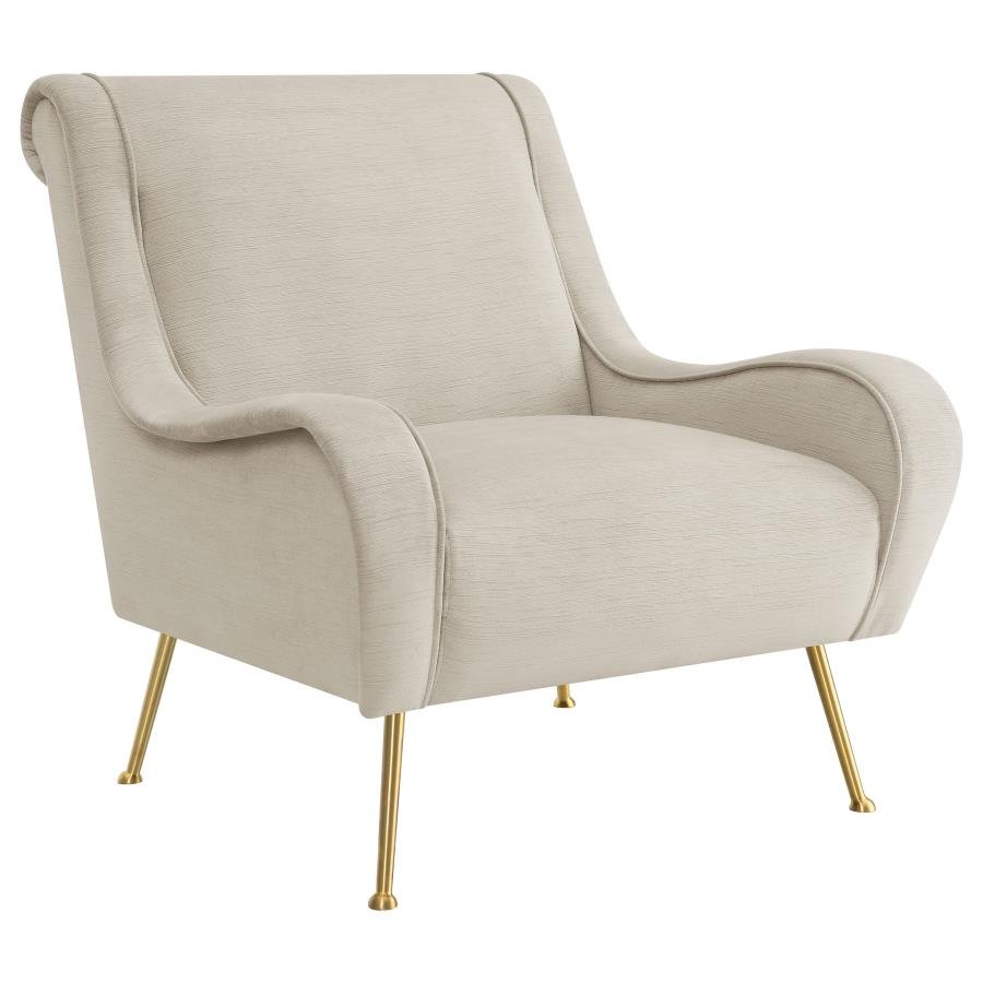 RICCI UPHOLSTERED SADDLE ARM ACCENT CHAIR STONE