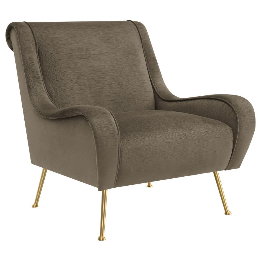 RICCI UPHOLSTERED SADDLE ARM ACCENT CHAIR TRUFFLE