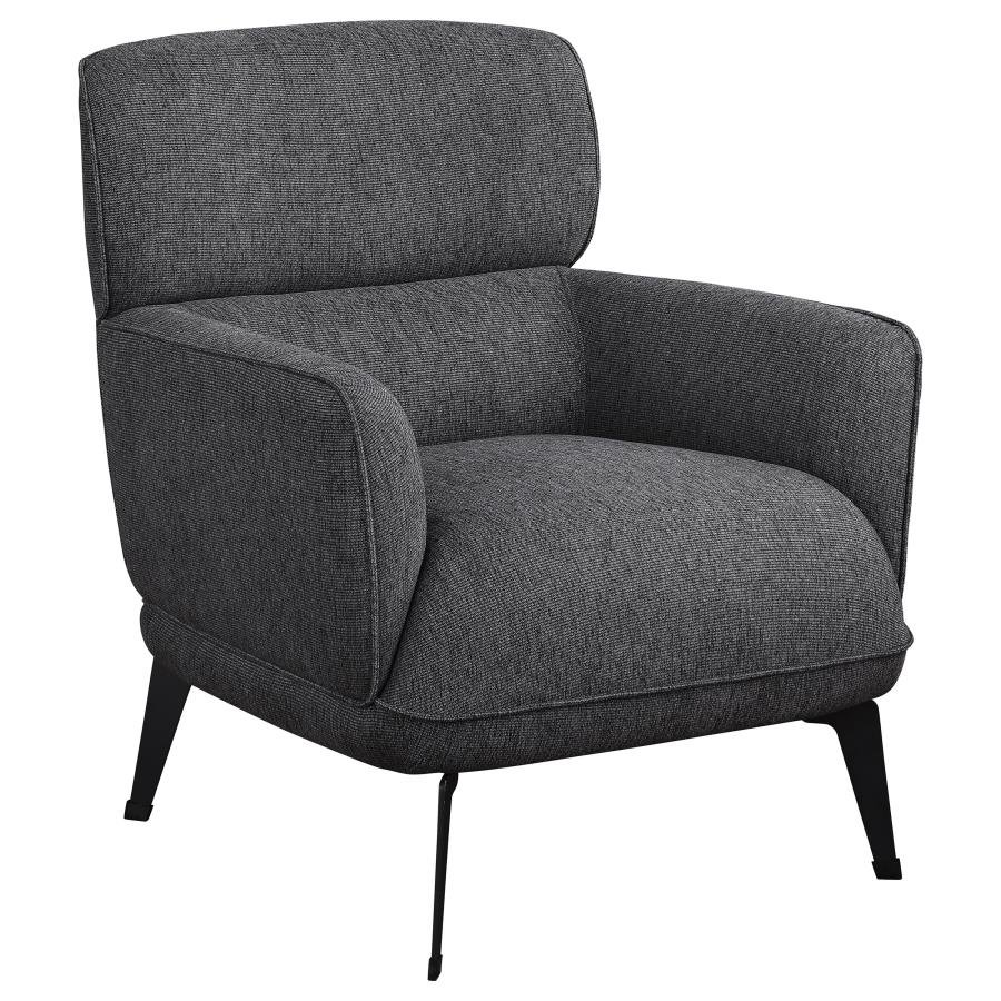ANDREA UPHOLSTERED CRECENT ARM ACCENT CHAIR GREY