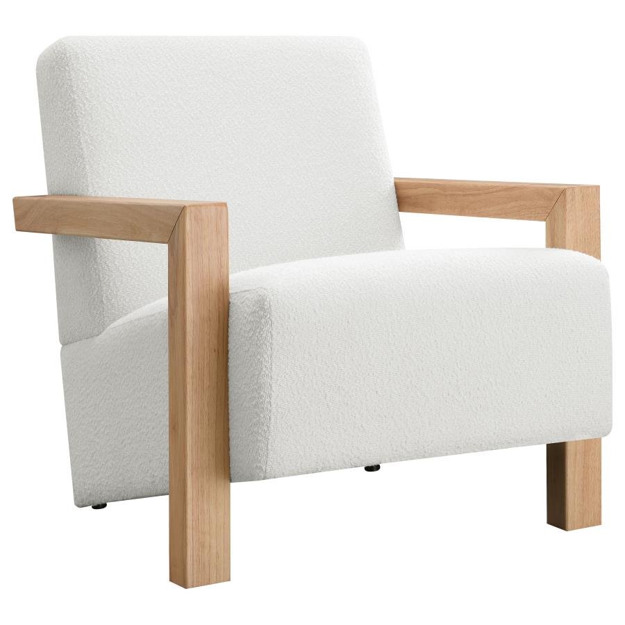 FITZROY BOUCLE UPHOLSTERED ACCENT ARM CHAIR IVORY