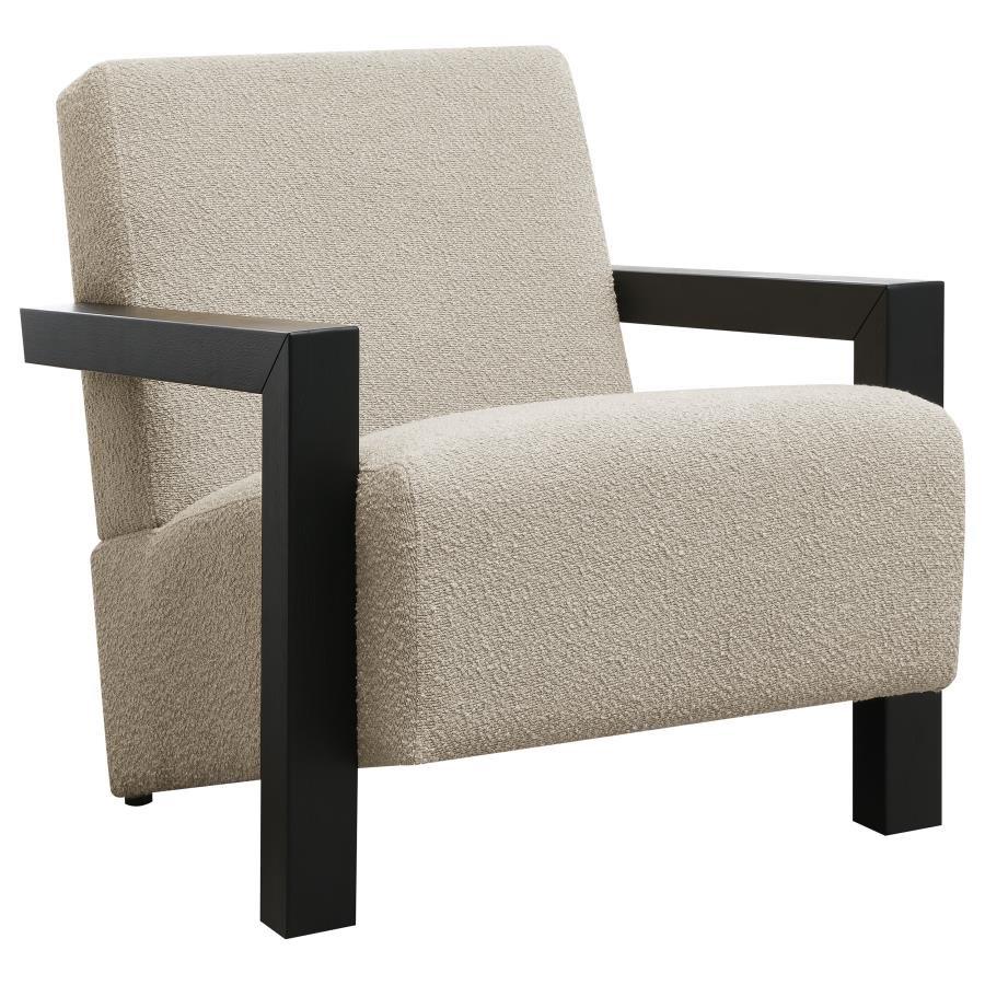FITZROY BOUCLE UPHOLSTERED ACCENT ARM CHAIR LATTE