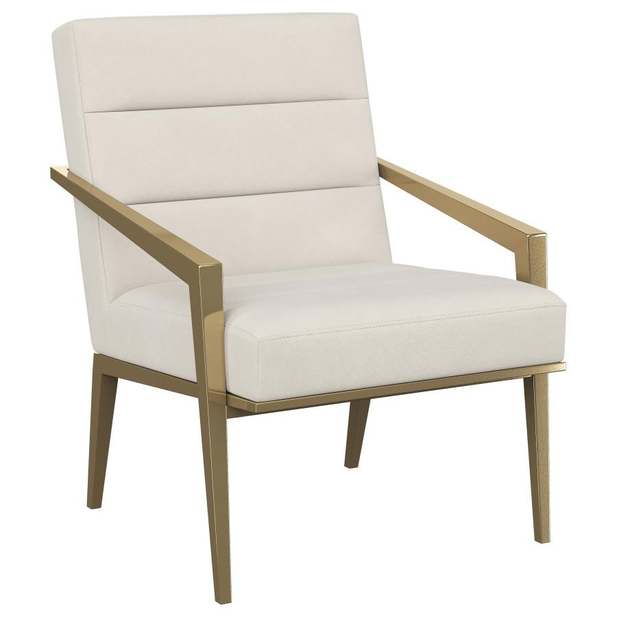 KIRRA UPHOLSTERED METAL ARM ACCENT CHAIR CREAM