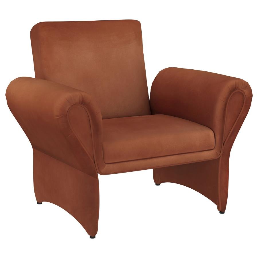 LIANA UPHOLSTERED ROLL ARM ACCENT ARMCHAIR RUST ORANGE