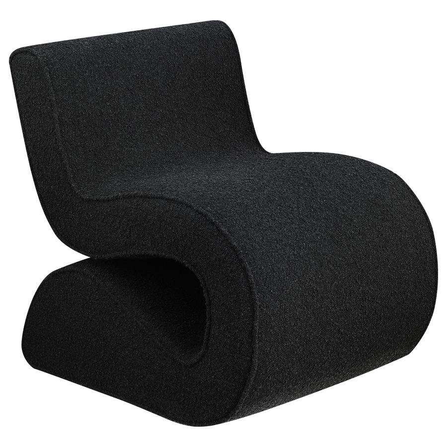 RONEA BOUCLE UPHOLSTERED ARMLESS CURVED CHAIR CHARCOAL
