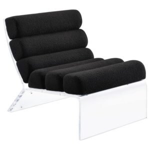 SERRETA BOUCLE UPHOLSTERED ARMLESS ACRYLIC CHAIR BLACK