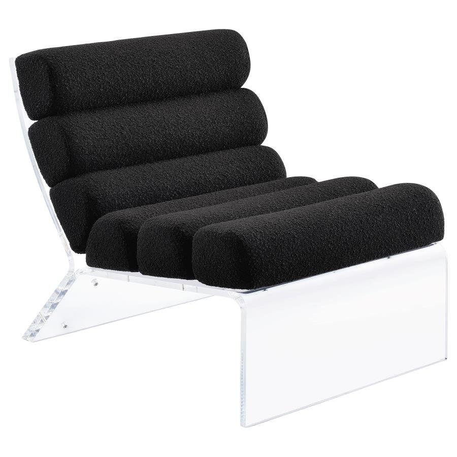 SERRETA BOUCLE UPHOLSTERED ARMLESS ACRYLIC CHAIR BLACK