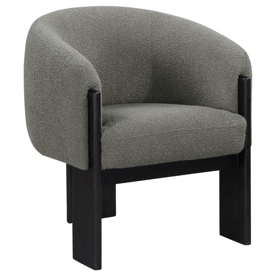 VALDEZ BOUCLE UPHOLSTERED BARREL BACK ACCENT CHAIR BROWN